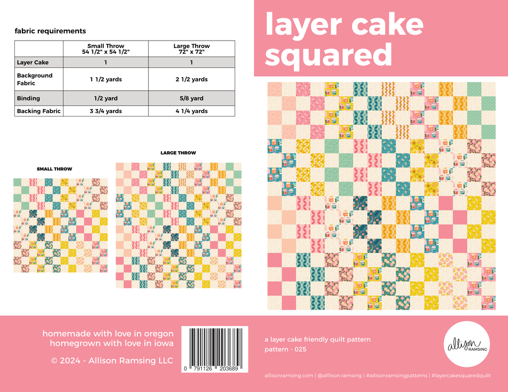 Layer Cake Squared Quilt Pattern (Print)