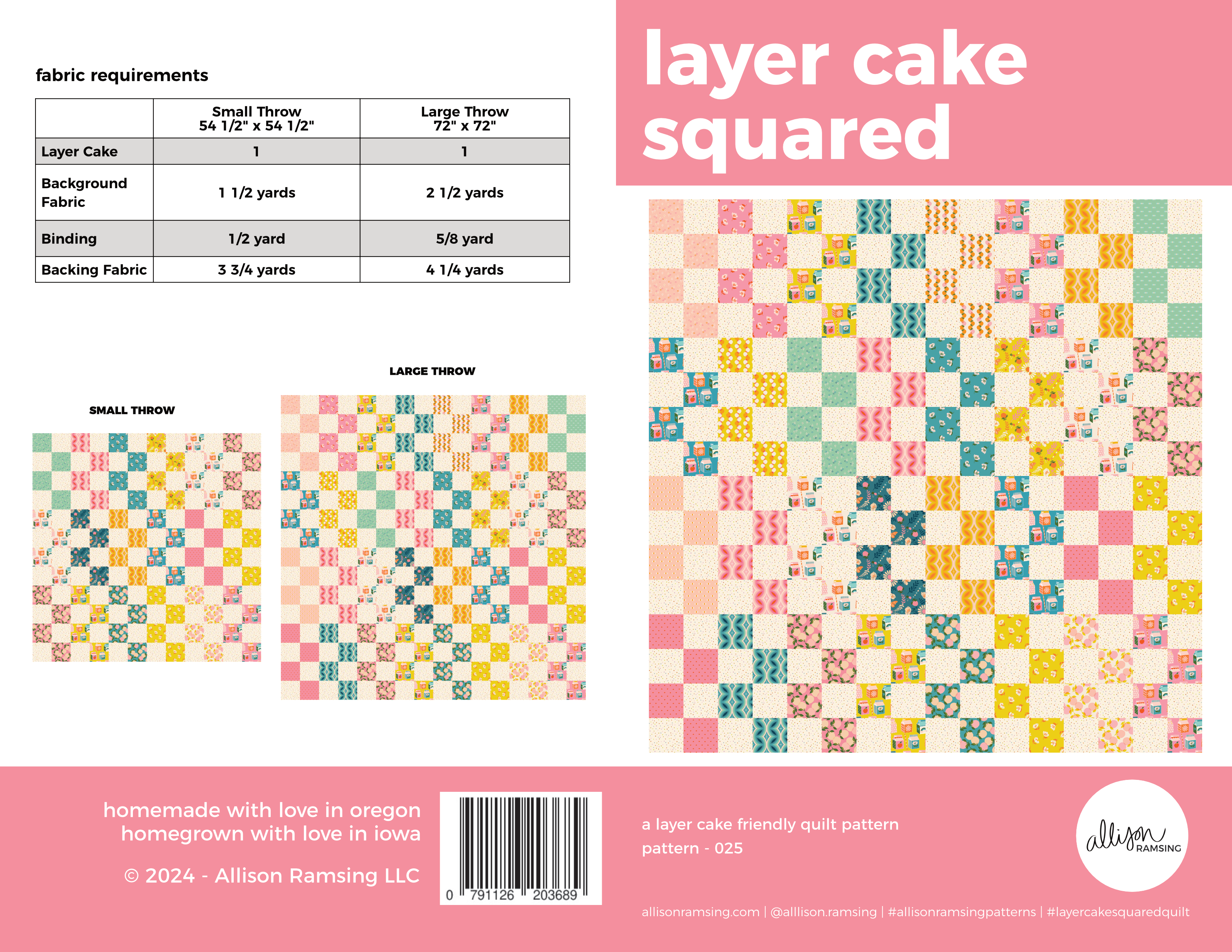 Layer Cake Squared Quilt Pattern (Print)