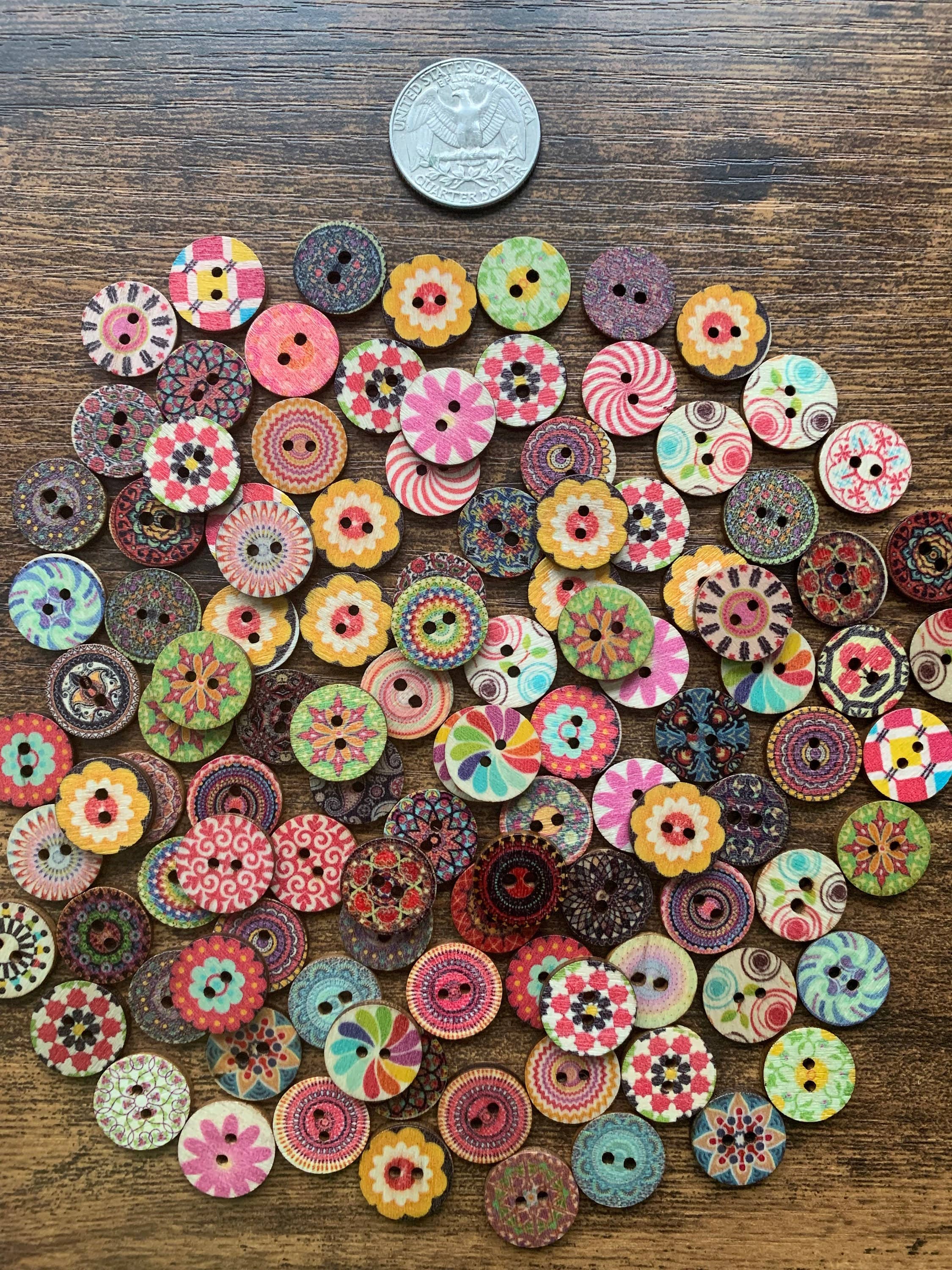 Painted Round Wooden Buttons