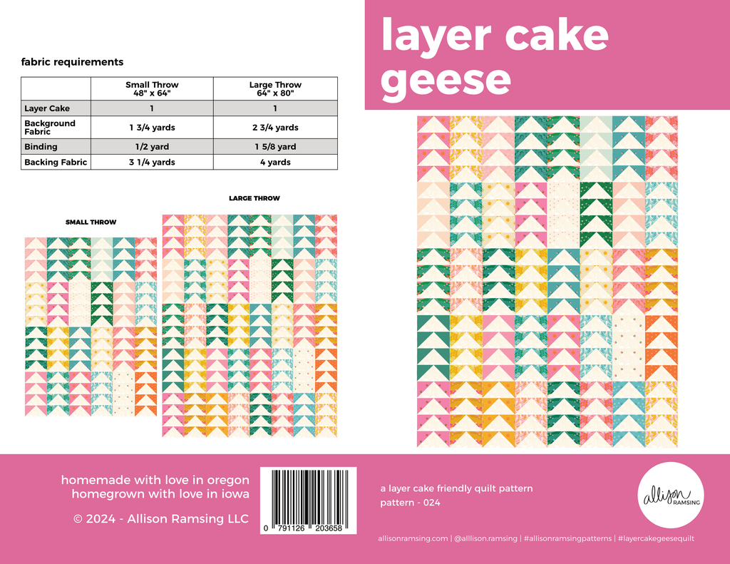 Layer Cake Geese Quilt Pattern (Print)
