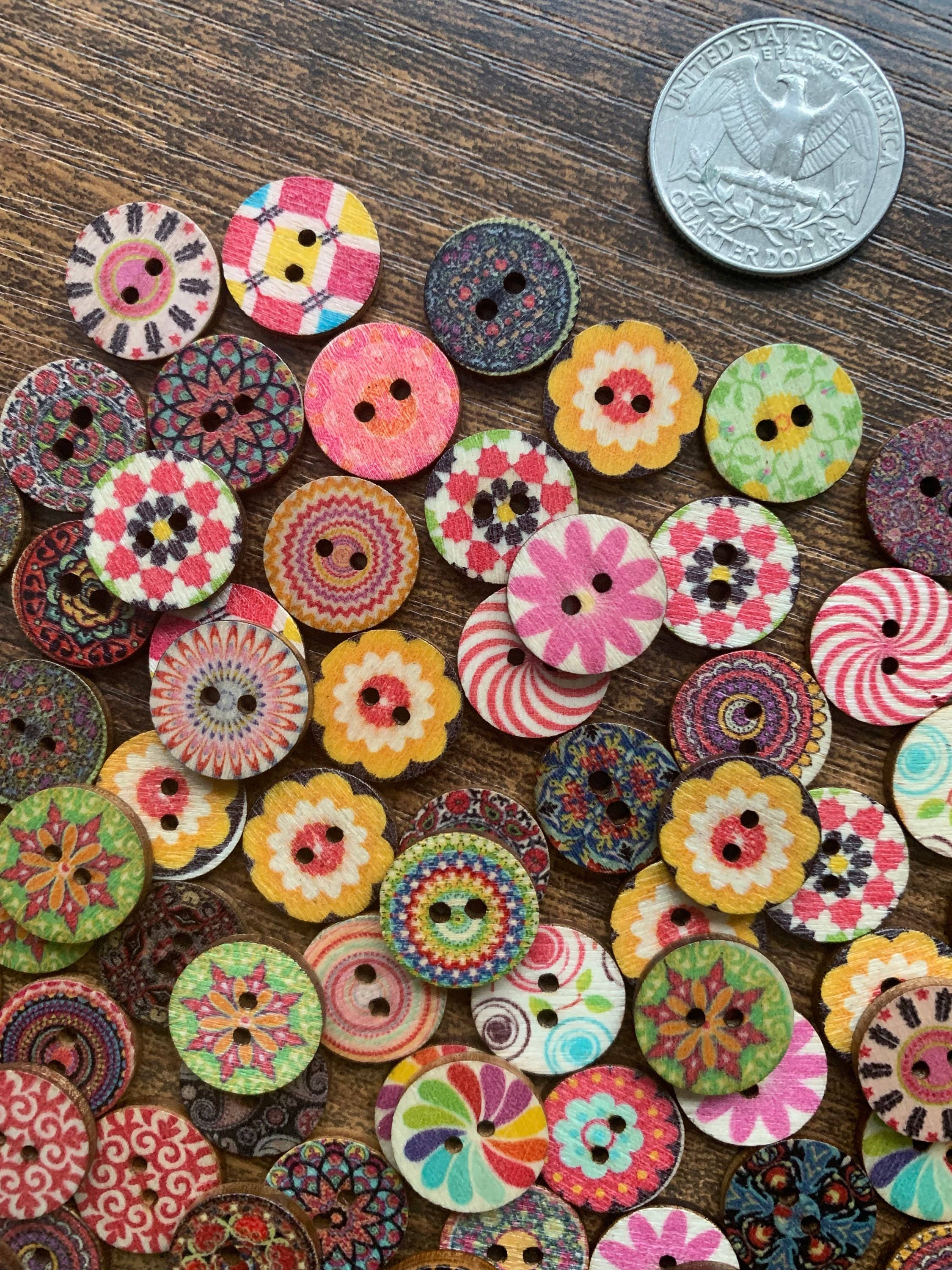 Painted Round Wooden Buttons
